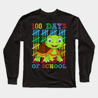 100 Days of School Turtle Lover Boys Girls 100th Day School Long Sleeve T-Shirt